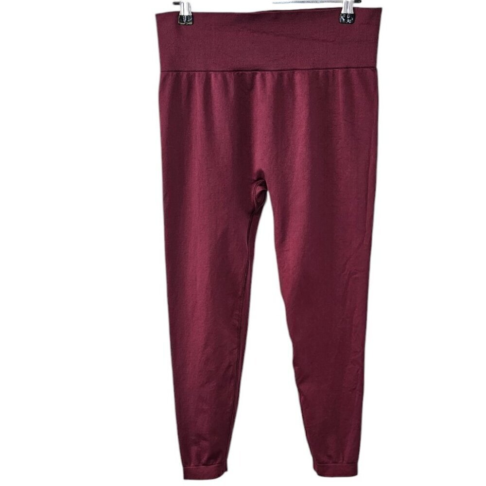 Knix Womens Good To Go Seamless Leggings, Dark Cherry, High Rise, Size Large
